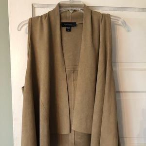 Karen Kane Taupe Faux Suede Drape Vest